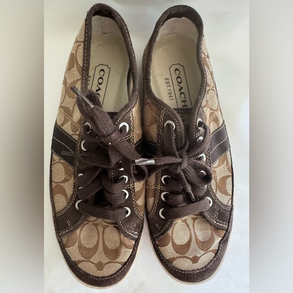 Coach Signature "C" Canvas & Suede Sneakers – Women’s 9½ – Brown Monogram - Picture 1 of 10